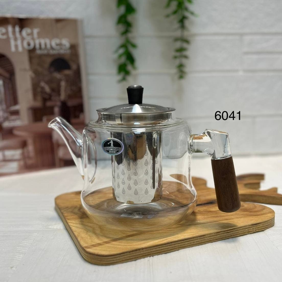 قوری پیرکس دسته چوبی تاپسون 900 میل