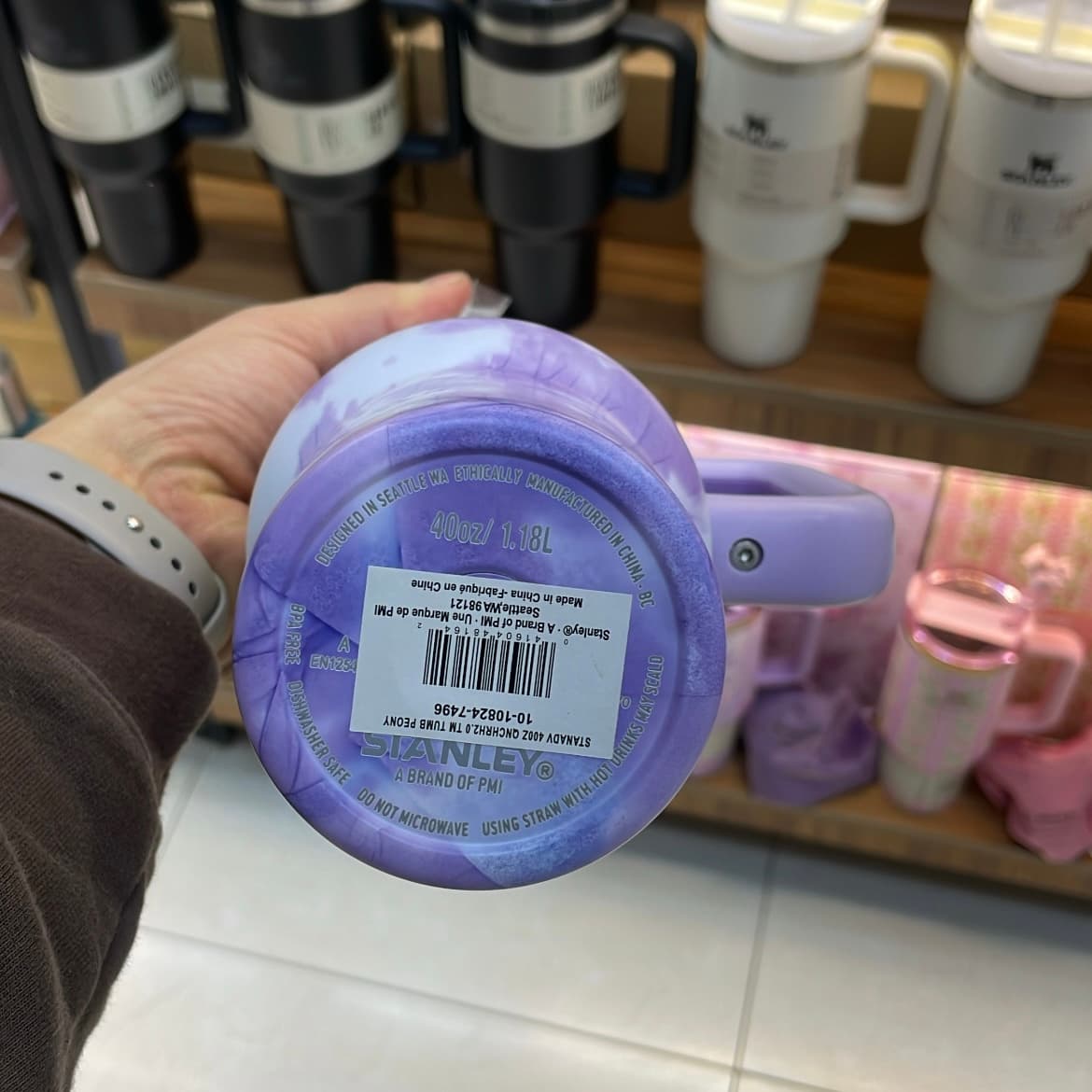 ماگ استنلی تامبلر ماربل بنفش اورجینال | Quencher H2.0 FlowState 1.18L — تصویر ۲