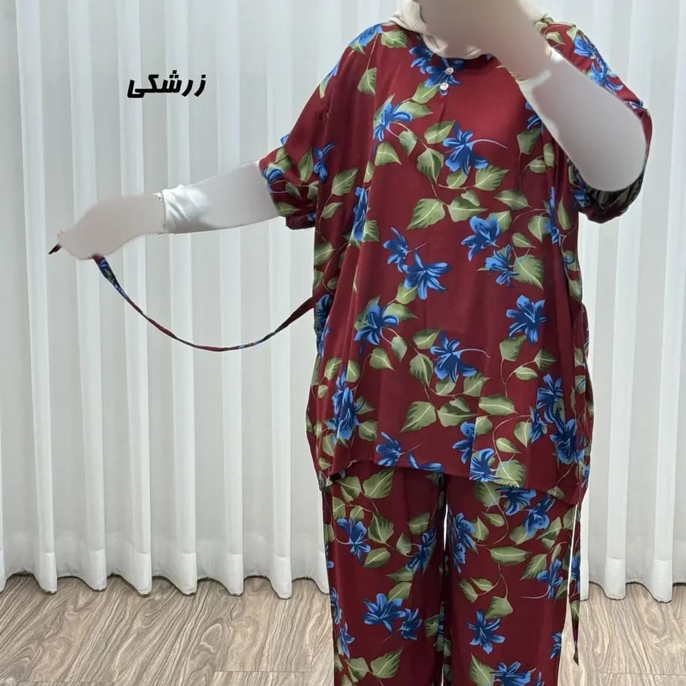 ست بلوز شلوار زنانه نخی فری سایز بزرگ مناسب تا سایز 54 چهارفصل — تصویر ۷