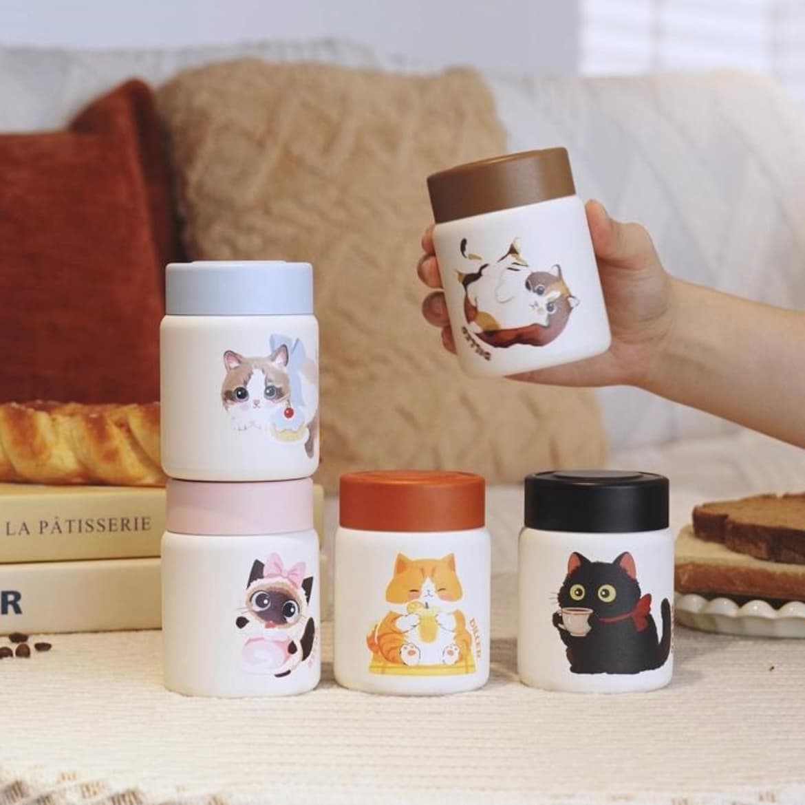 پک فلاسک ۵ عددی DILLER طرح Cats | تراول ماگ مینی استیل ۳۱۶ اورجینال (کد ۱۰۴۴) — تصویر ۵