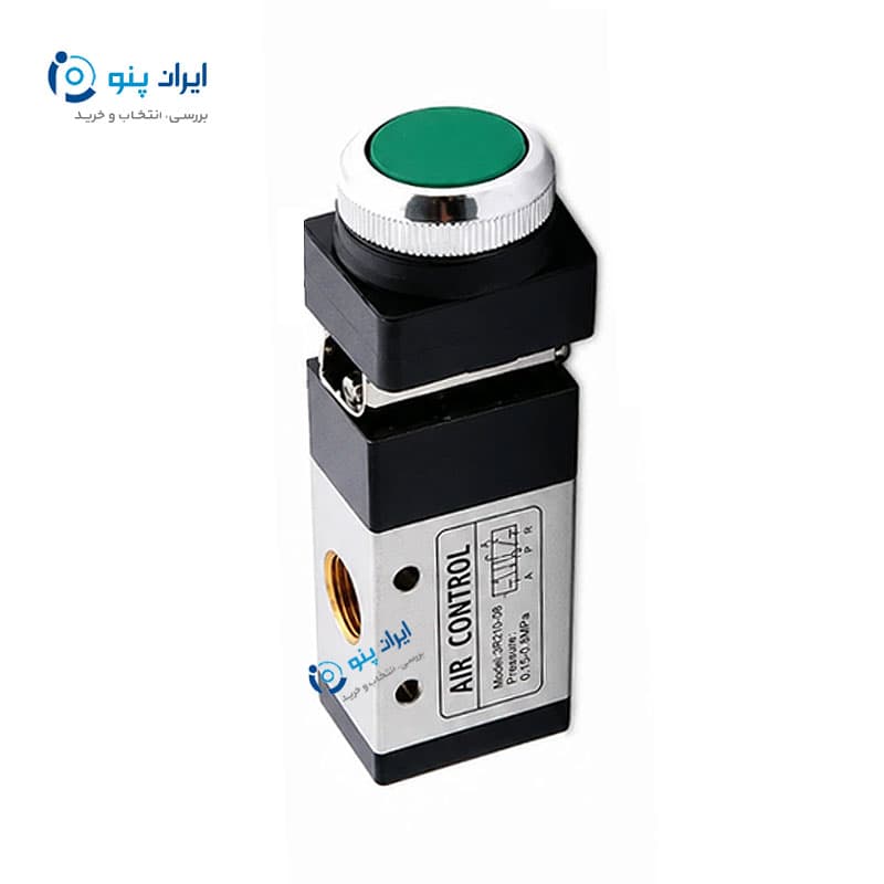 شیر پوشباتن کلاهکی پنوماتیک ۵/۲ سایز ۱/۸ اینچ Aircontrol ایرکنترل