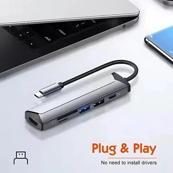 هاب 6 پورت Type-C الدینیو DS-56H — تصویر ۴