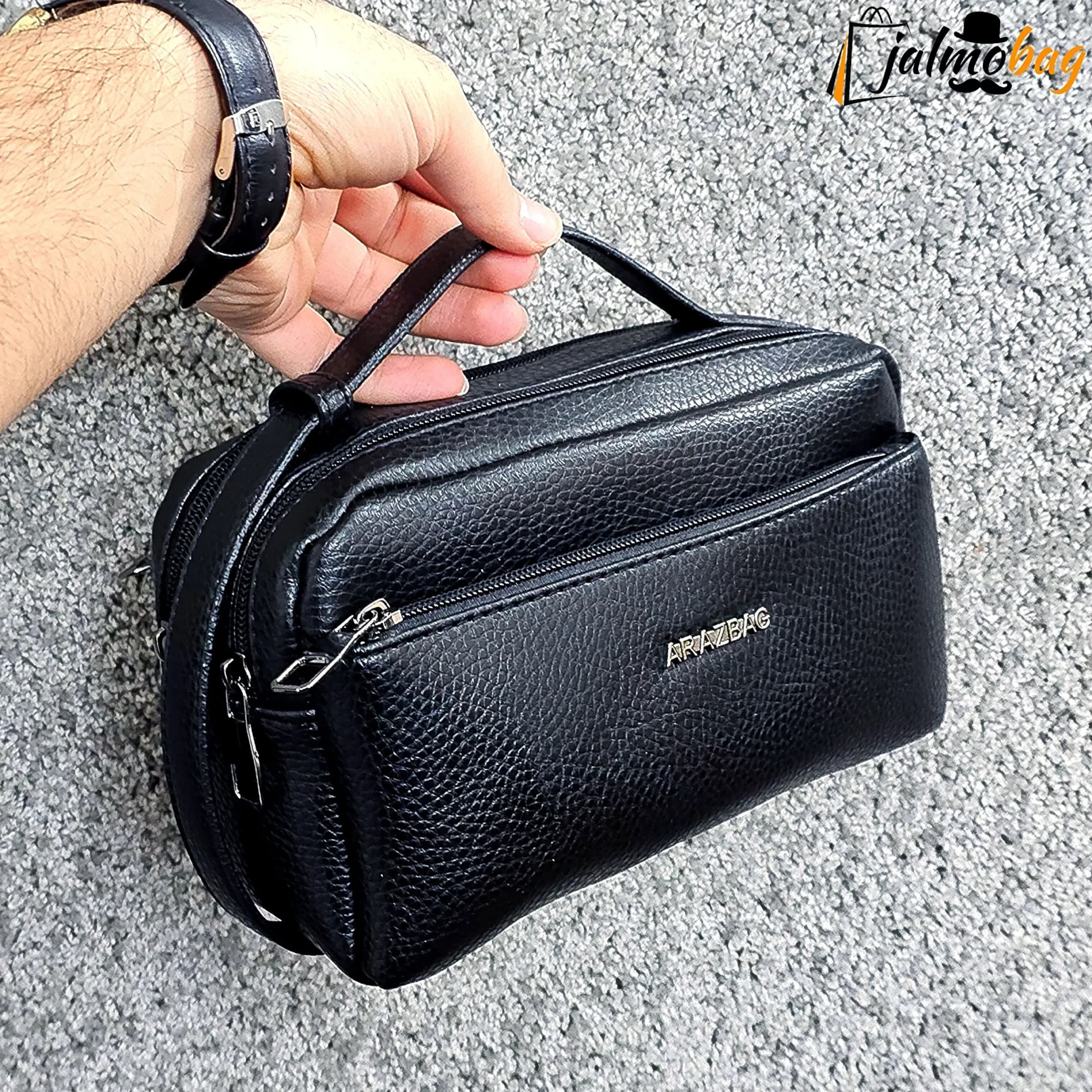 کیف دستی مردانه چرم صنعتی ضد خش دو خانه مدل شوزبگ — تصویر ۷
