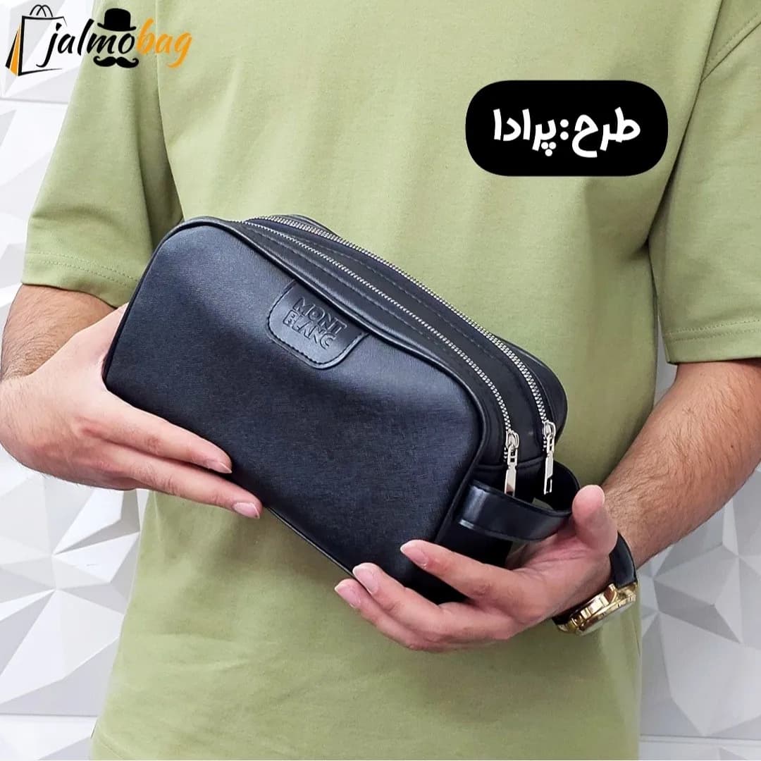 کیف دستی مردانه اسپرت طرحدار چرم صنعتی دو خانه — تصویر ۹