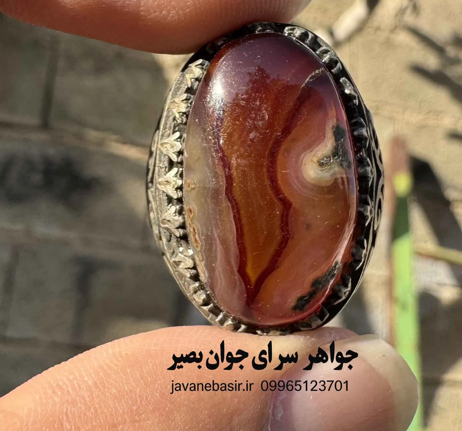انگشتر عقیق سلیمانی با خطوط پررنگ | سنگ قدرت و حفاظت کامل