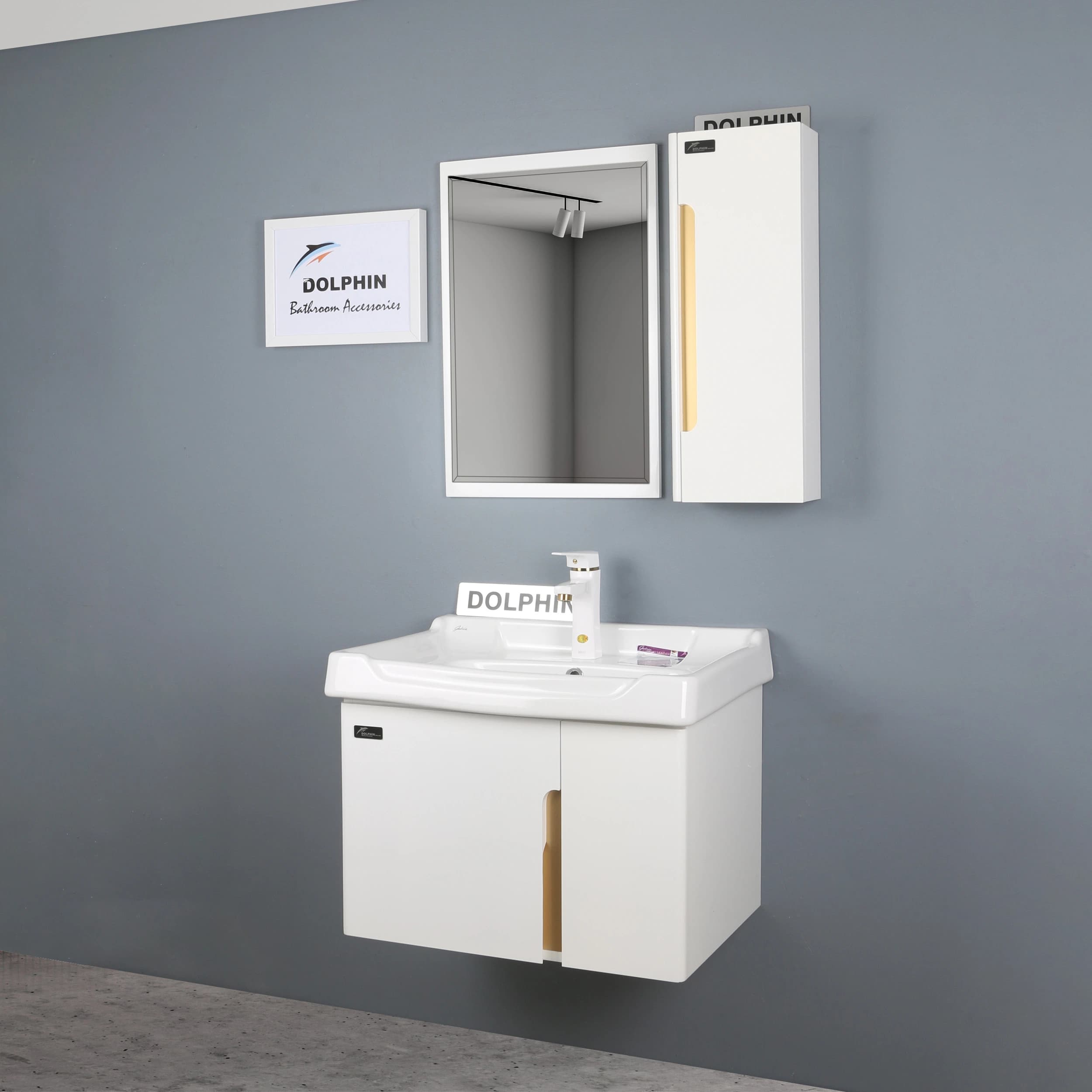ست کابینت و روشویی دلفین مدل 1135-G به همراه آینه و باکس — تصویر ۲