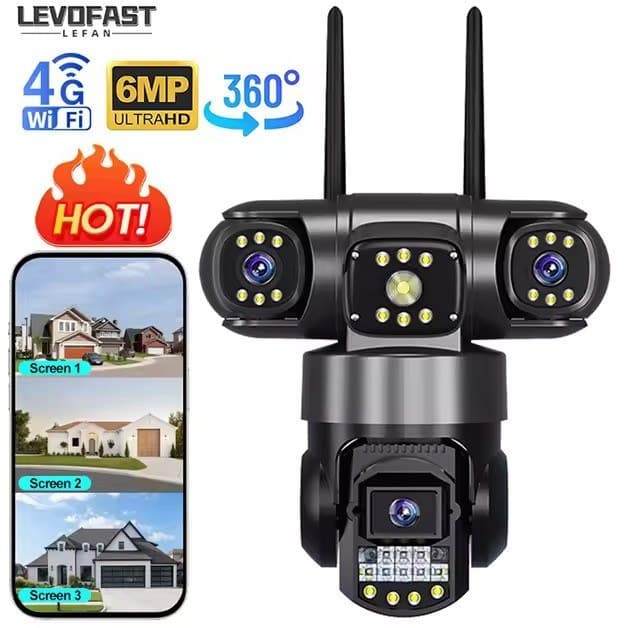 دوربین سیمکارتی ۳ لنز چرخشی V380 Pro بدون نقطه کور