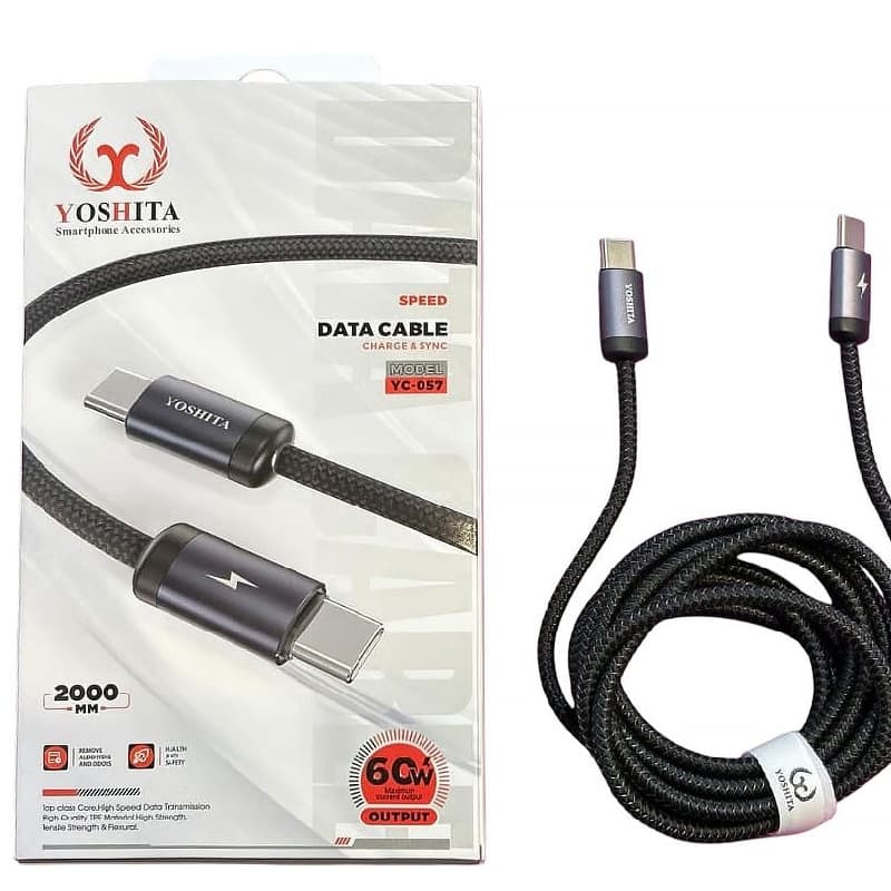 کابل شارژ فست 60 وات Yoshita Type-C To Type-C مدل YC-057