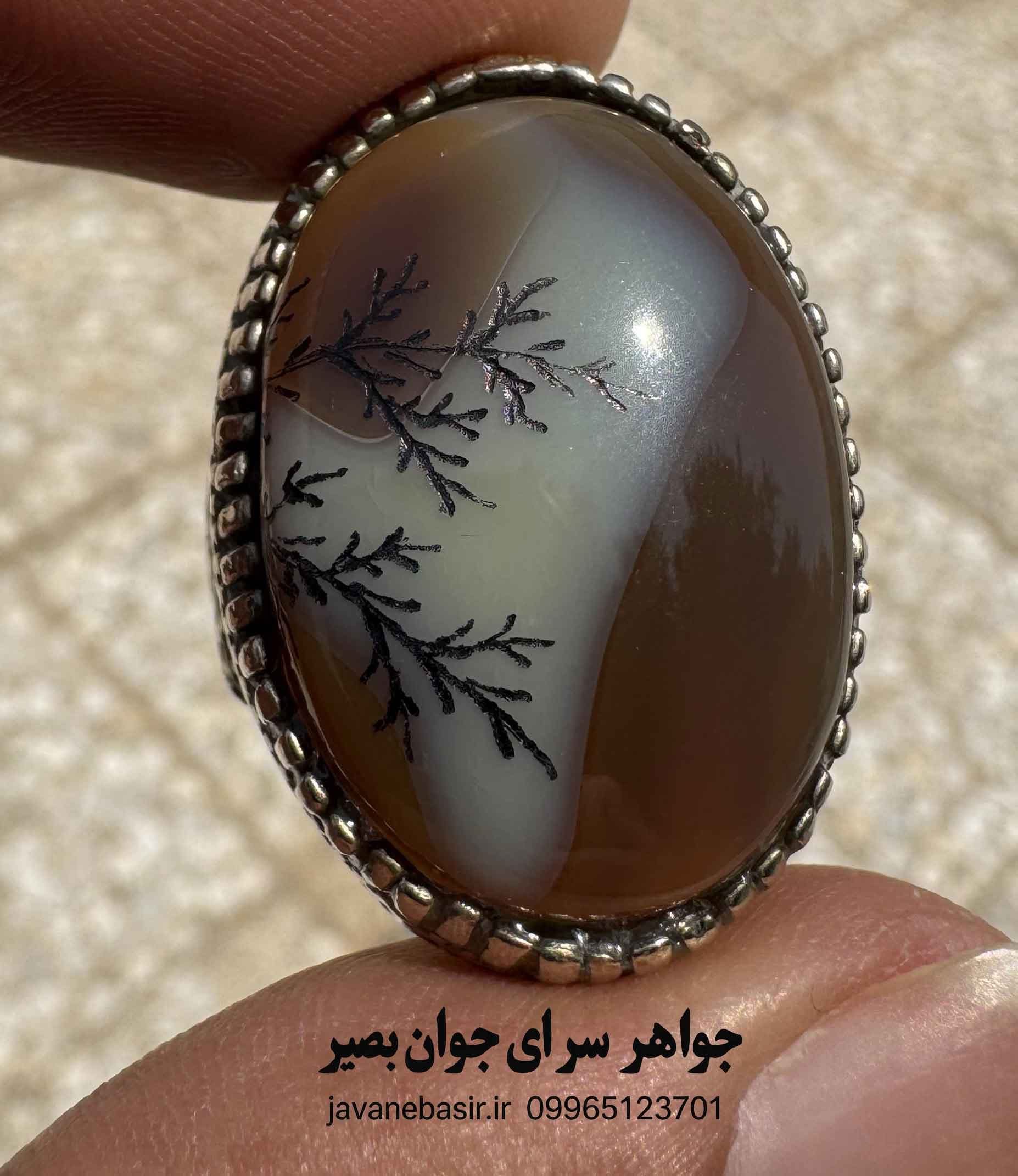 انگشتر عقیق با کاروینگ شجر | رکاب فیلی حصاری