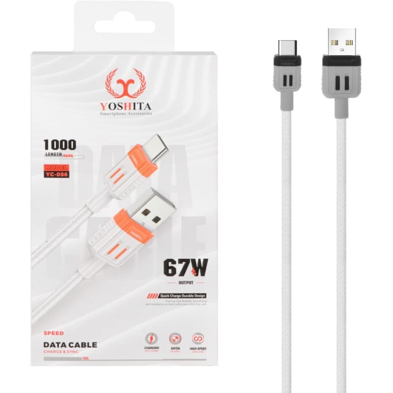 کابل شارژ فست Yoshita Type-C مدل YC-056 67W – سفید – MMS