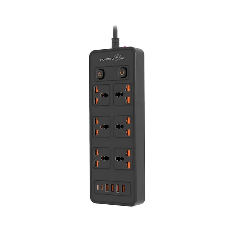 پاور استریپ پرودو 3000 وات مدل PORODO- POWER STRIP PBFWCH033-BK
