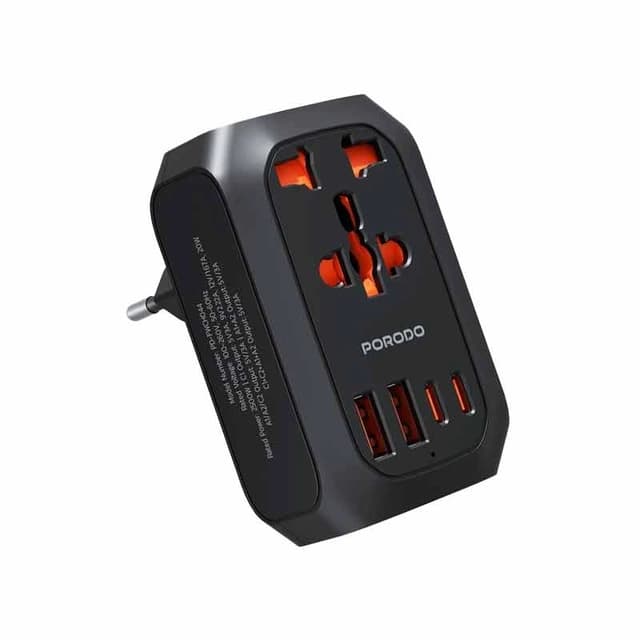 آداپتور پرودو دو پین 20وات مدل PORODO UNIVERSAL AC ADAPTER PD-FWCH044EU