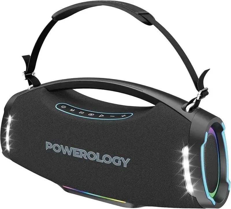 اسپیکر بلوتوثی پاورولوژی راک ۳۵۰ وات با نورپردازی RGB Powerology Rock 350W RGB Lighting Speaker — تصویر ۲