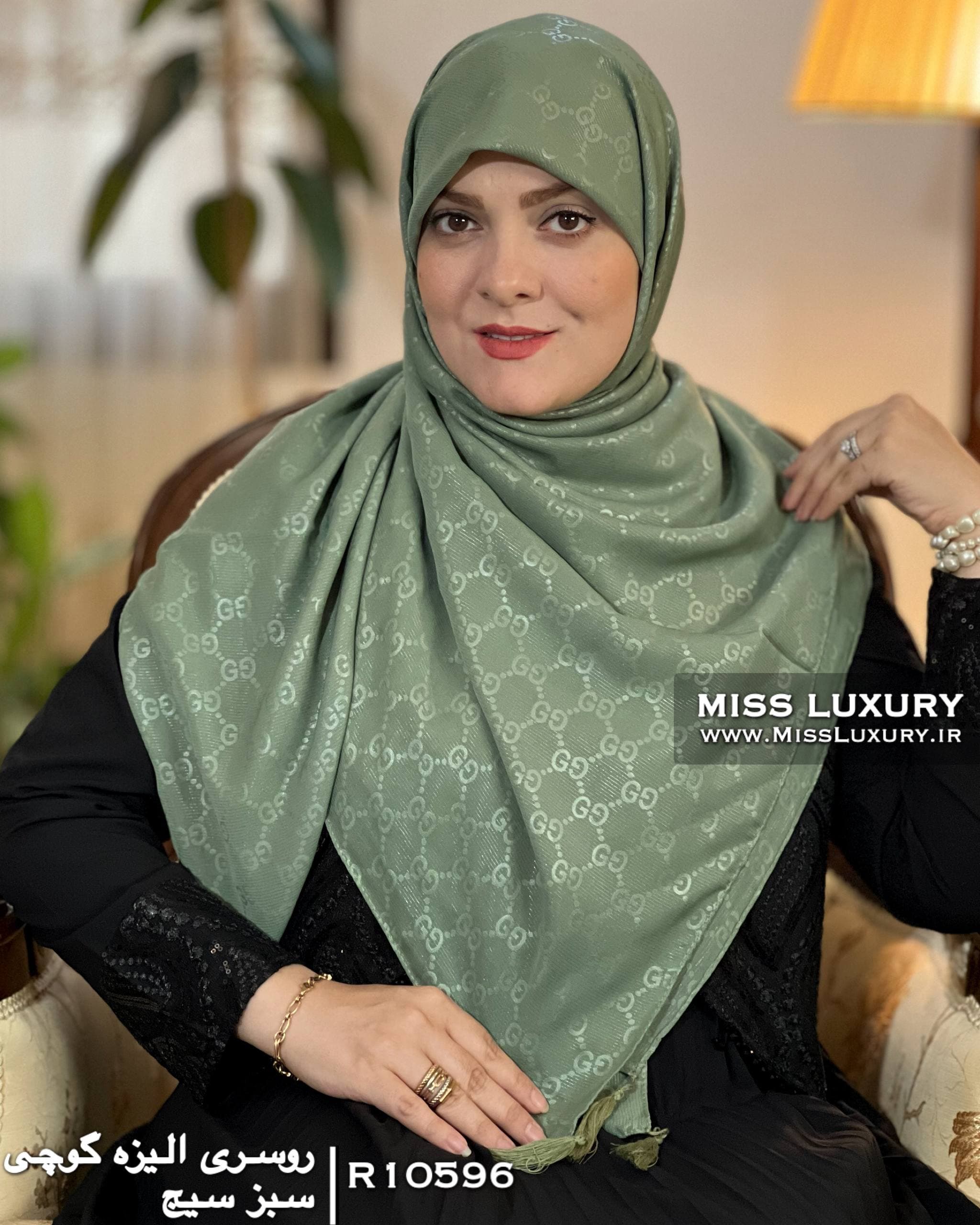 روسری الیزه گوچی سبز سیج R10596