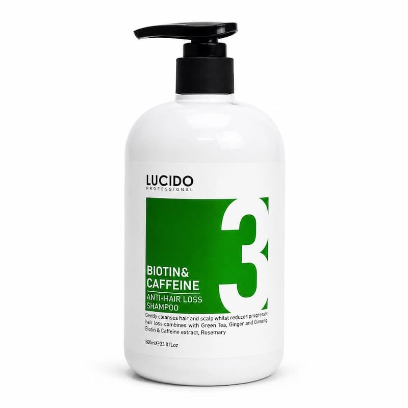 شامپو ضد ریزش بیوتین و کافئین لوچیدو 3 LUCIDO حجم 835 میل