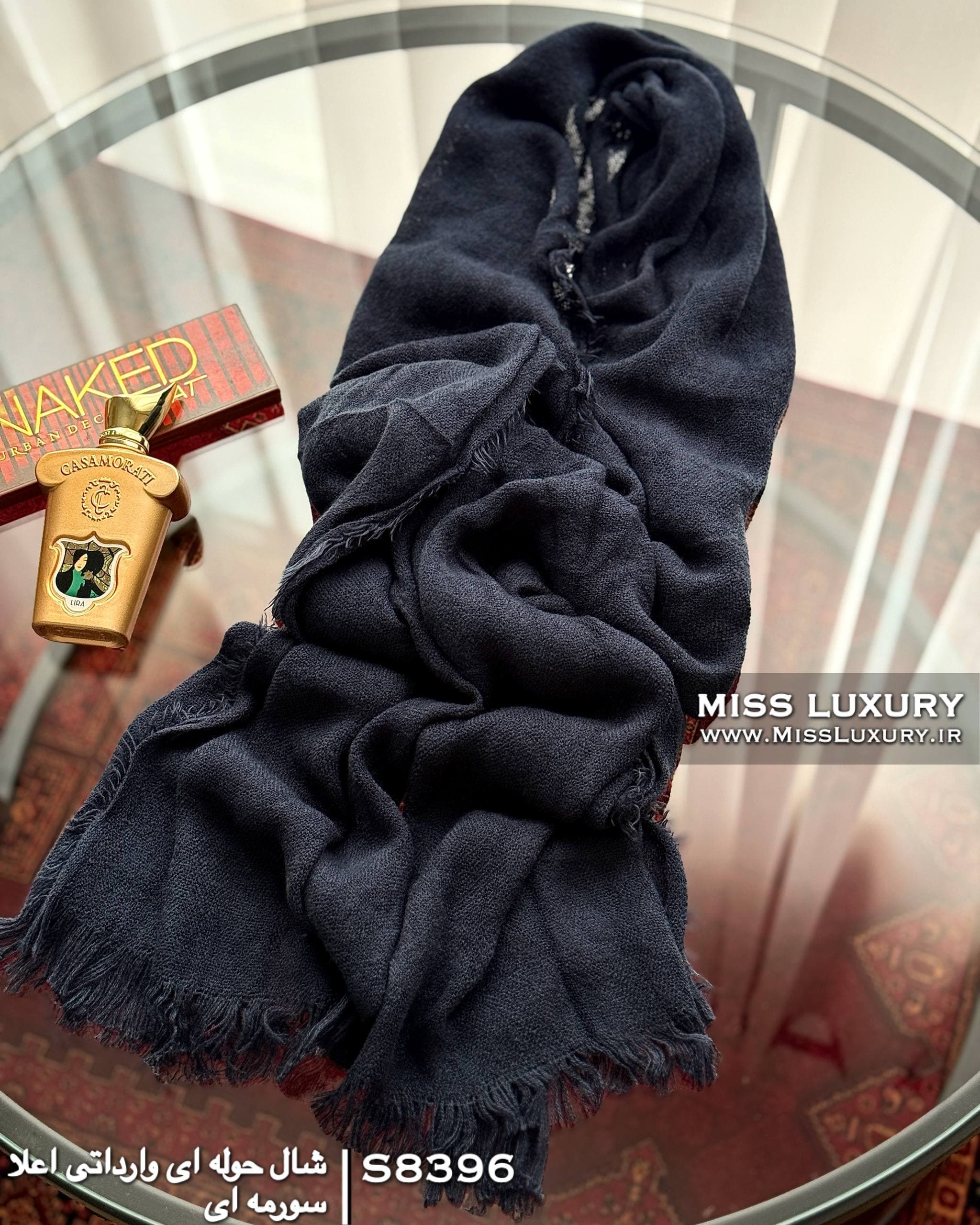 شال حوله ای وارداتی سورمه ای S8396