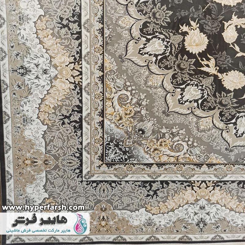 فرش الماس کویر طرح زرین مهر دودی کلکسیون نقش جهان — تصویر ۴