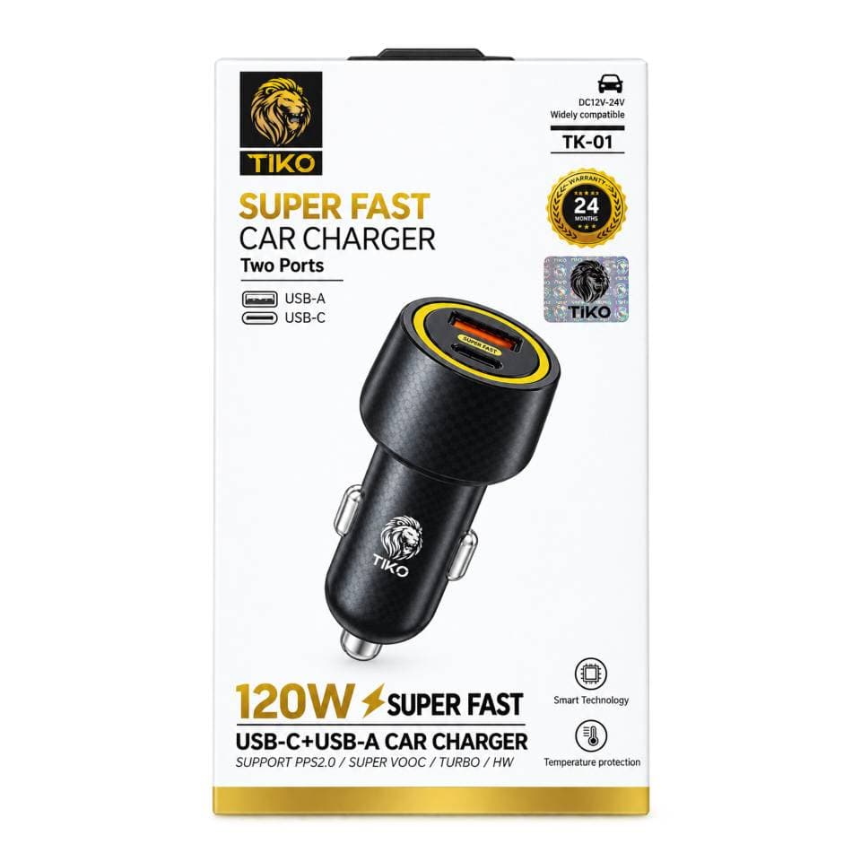 شارژر فندکی ۱۲۰ وات تیکو مدل TIKO Super Fast Car Charger120W TK-01 — تصویر ۲