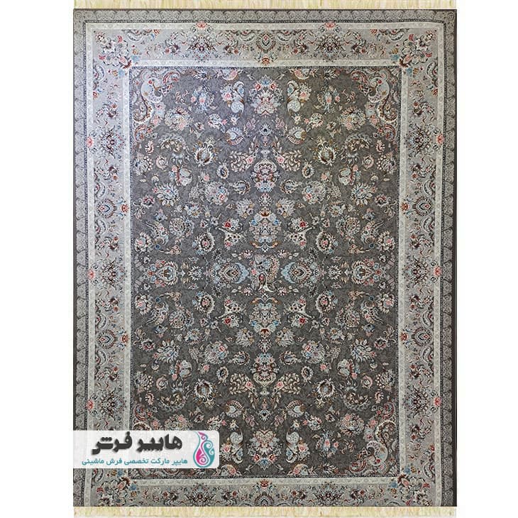 فرش پامچال طرح نیلوفر کد 1422 دودی