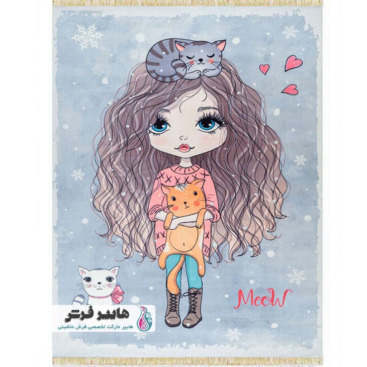 فرش کودک طرح پرنسس و گربه کد 101211