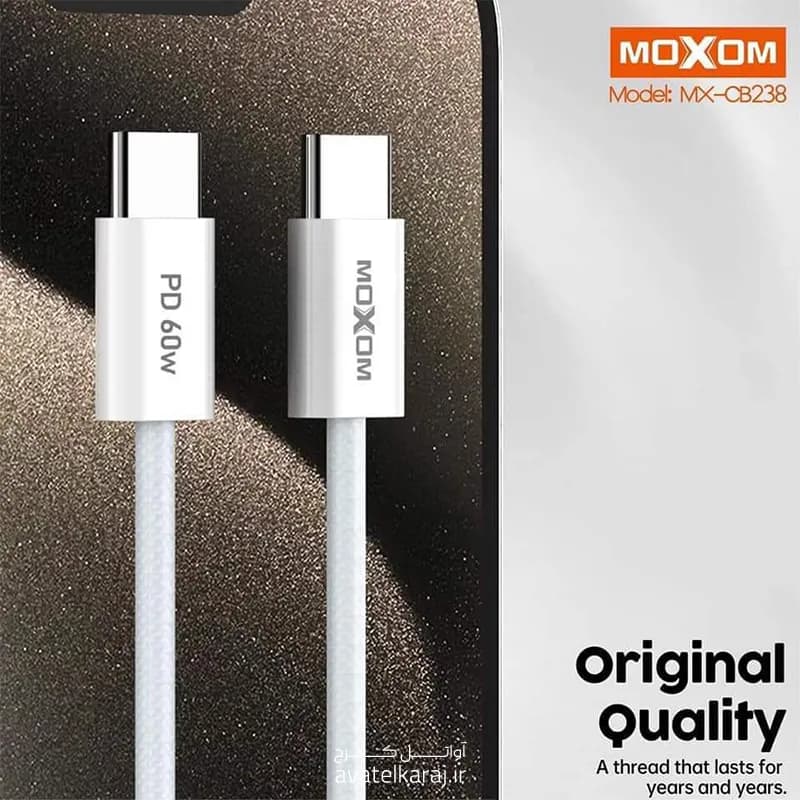 کابل تایپ سی به تایپ سی MOXOM MX‑CB238 PD — تصویر ۴