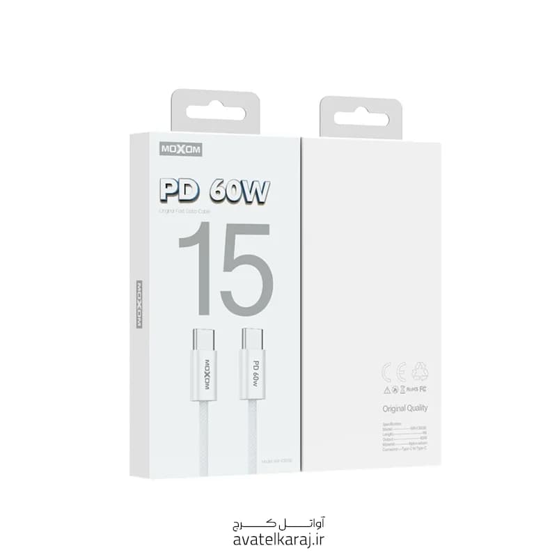 کابل تایپ سی به تایپ سی MOXOM MX‑CB238 PD — تصویر ۳