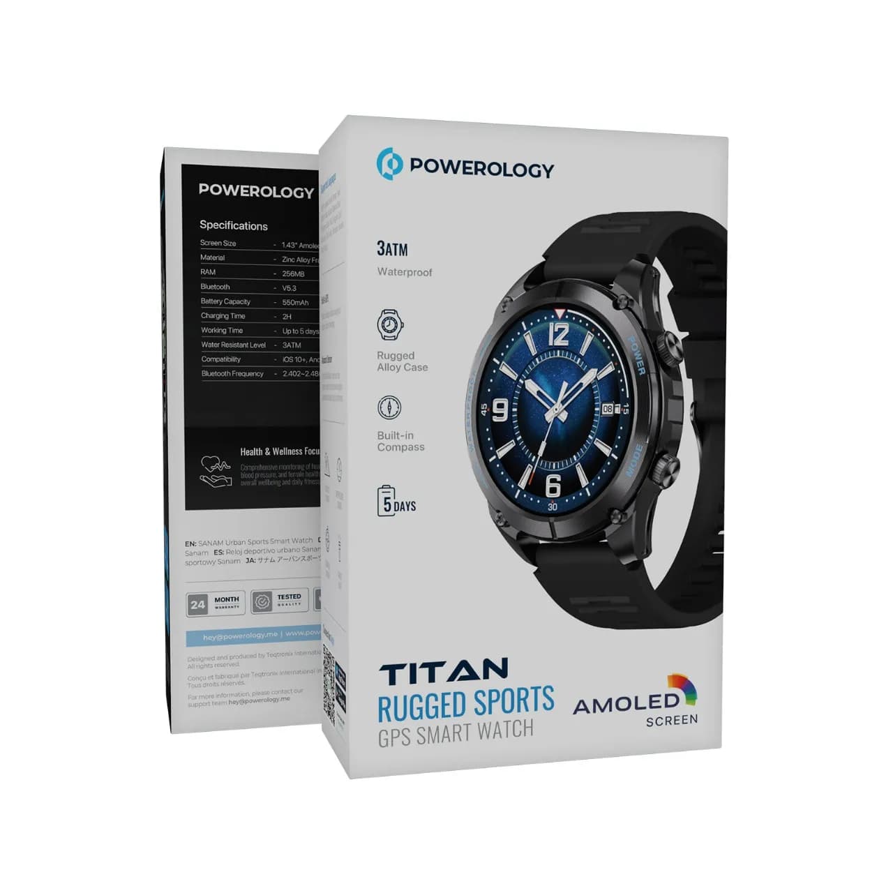 ساعت هوشمند پاورولوژی مدل POWEROLOGY TITAN RUGGED SPORTS PSWAGBTBK — تصویر ۲