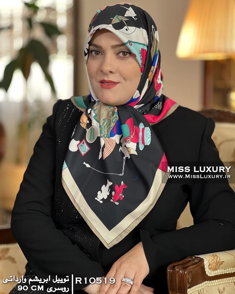 روسری توییل ابریشم مشکی R10519