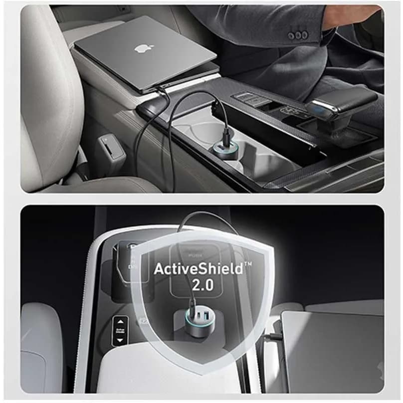 Anker Car Charger 67W 3ports شارژر فندکی انکر 67وات سه پورت — تصویر ۴