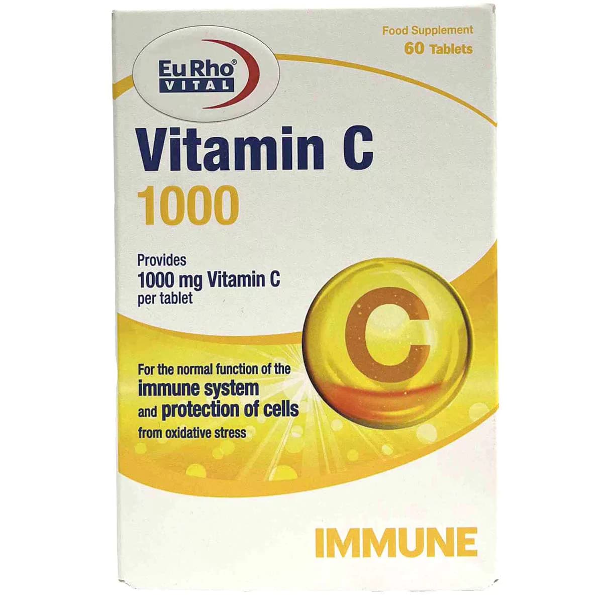ویتامین ث یوروویتال 1000 میلی گرمی 60 عددی ـ Eurho Vital Vitamin C ـ یوروویتال