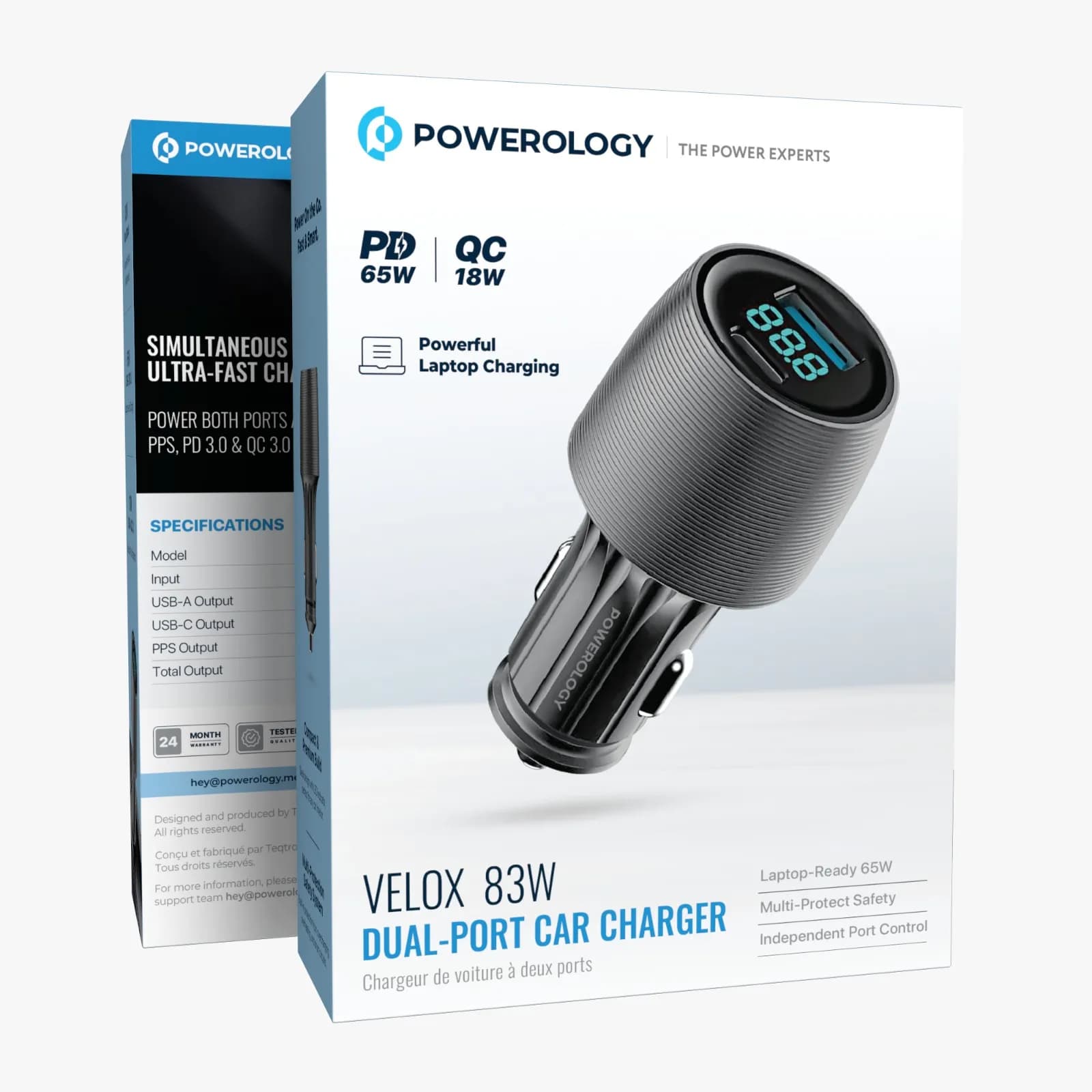 Powerology DUAL-PORT CAR CHARGER83W شارژر فندکی دو پورت پاورولوژی83وات