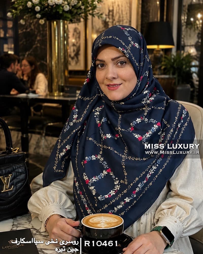 روسری نخی سیا اسکارف جین تیره R10461