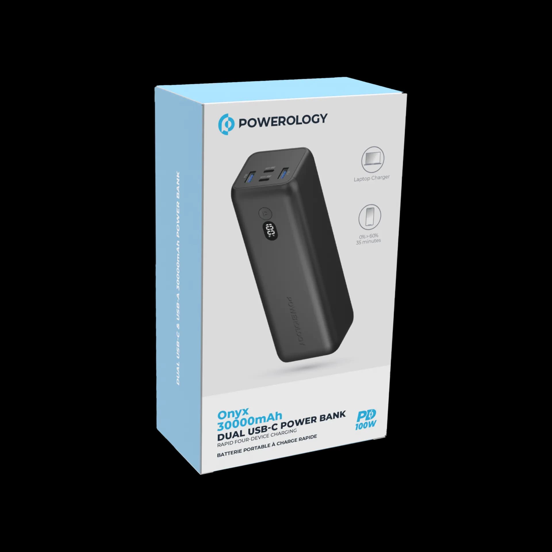 powerology onyx 30000mAh DUAL USB -C POWER BANK PPBCHA20پاور بانک پاورولوژی