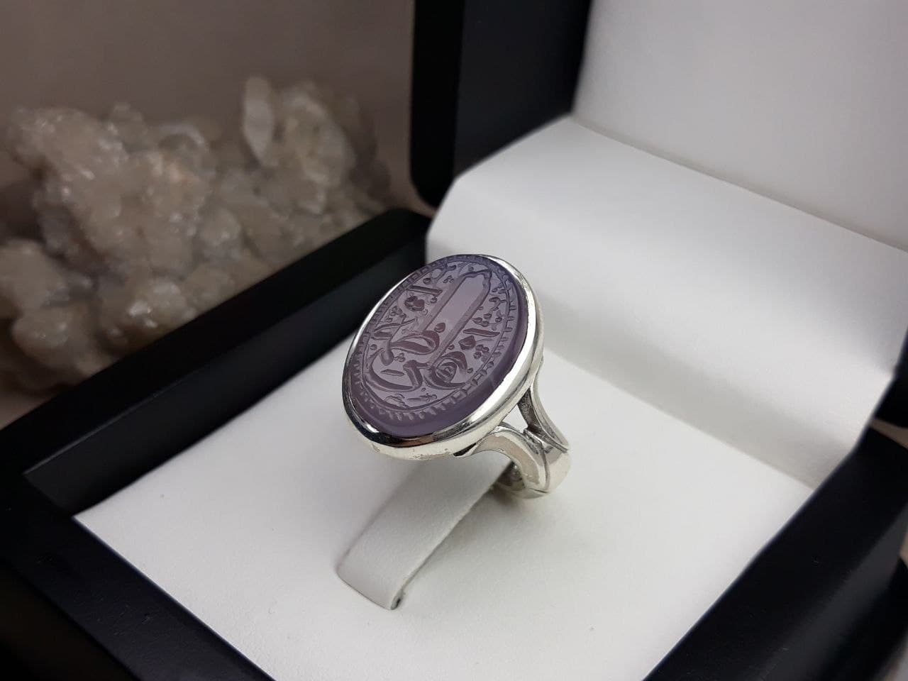 انگشتر مردانه عقیق کبود خطی کد 2100