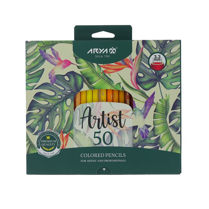 مداد رنگی 50 رنگ آرتیست آریا مقوایی — تصویر ۳
