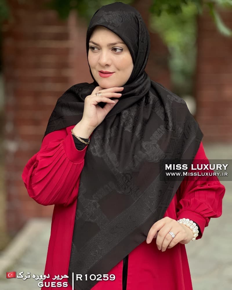روسری حریردووره ترک مشکی R10259