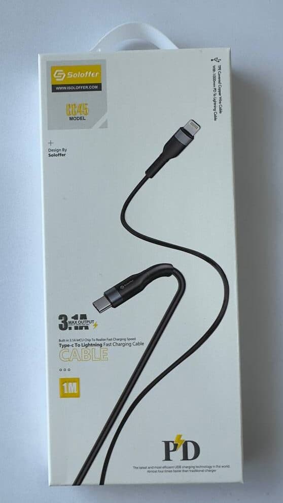 کابل شارژ soloffer 3.1A USB-c to Lightning
