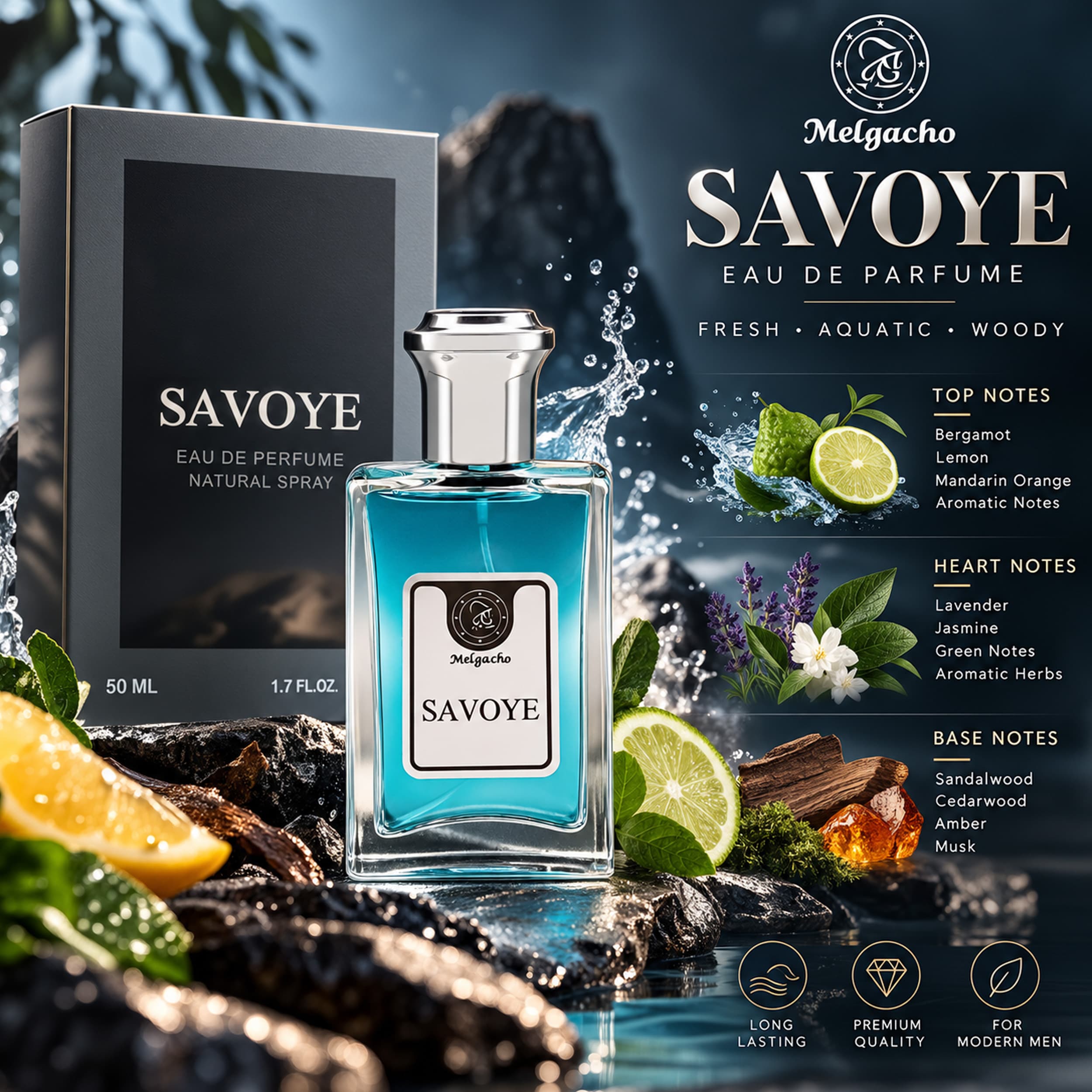 ادو پرفیوم مردانه ملگاچو مدل Sauvage حجم 50 میلی لیتر — تصویر ۲