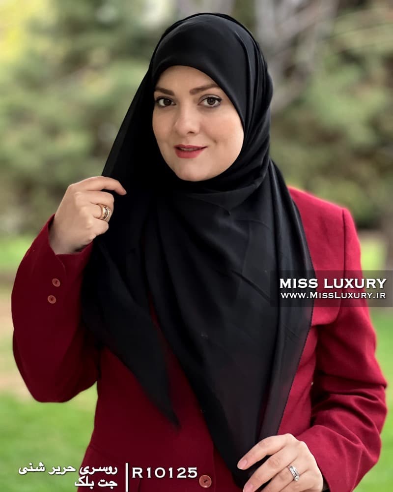 روسری حریر شنی مشکی R10125