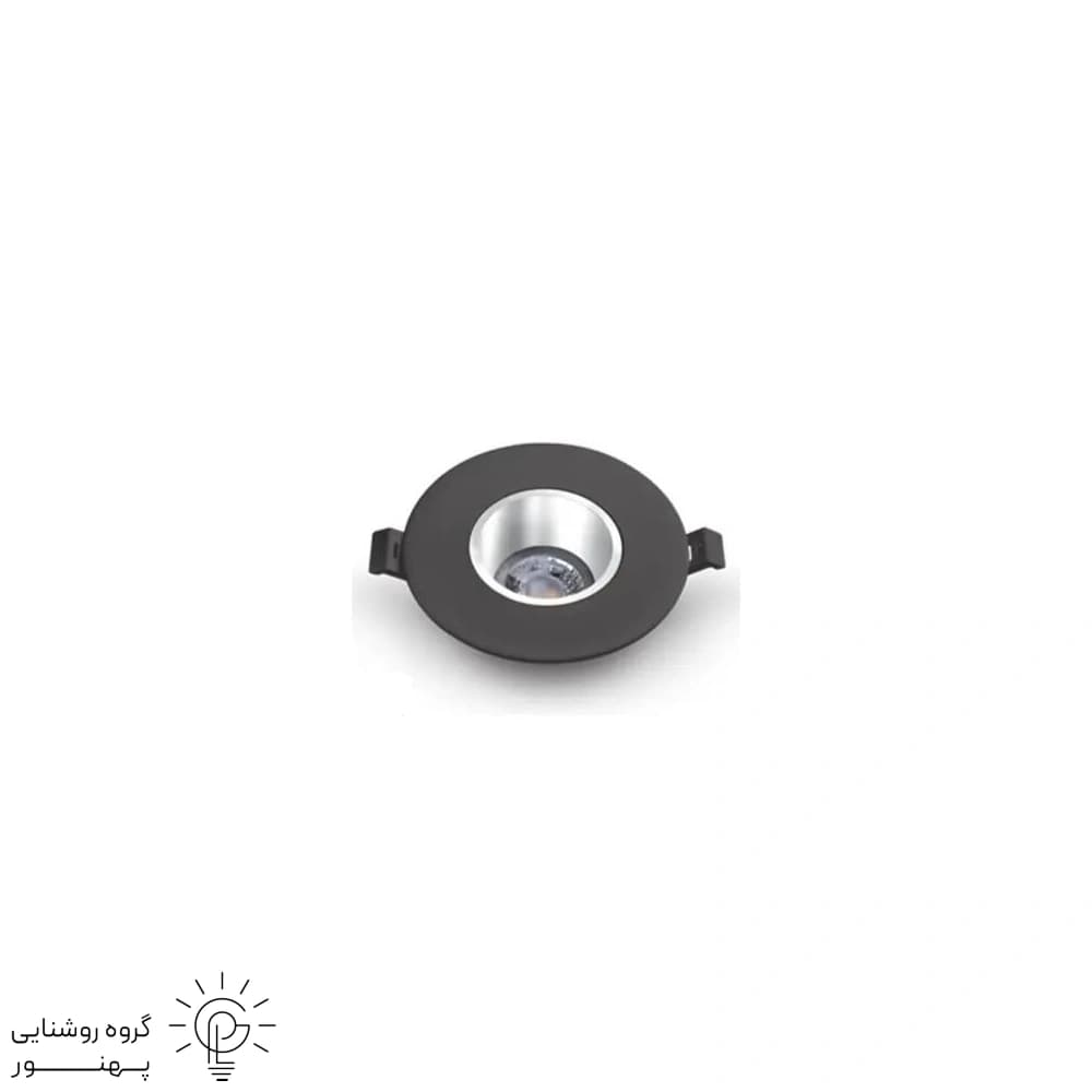 قاب هالوژن سقفی توكار عميق متحرك مشكی وسط كروم براق پارس لايت کد6624