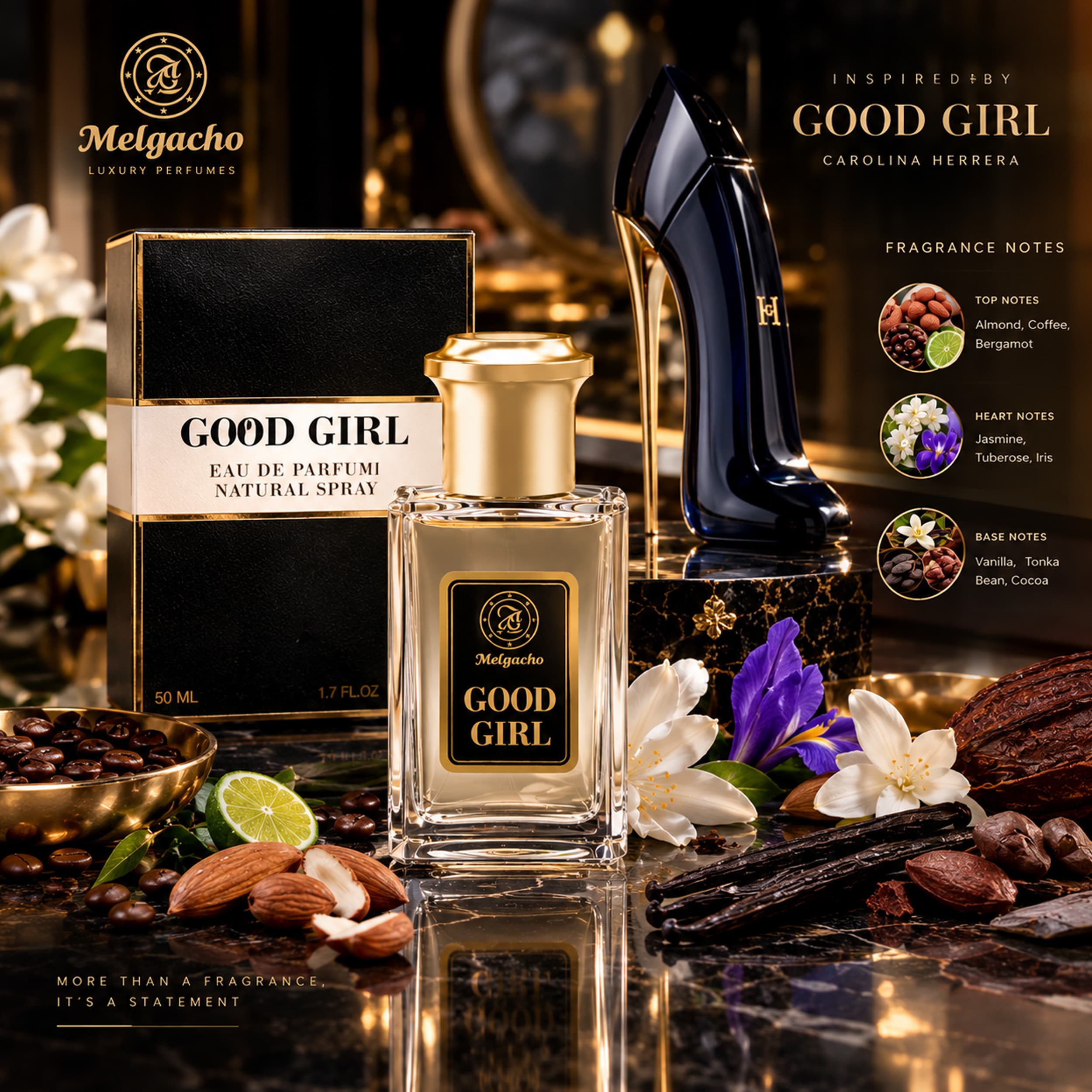 ادو پرفیوم زنانه ملگاچو مدل GOOD GIRL حجم 50 میلی لیتر — تصویر ۳