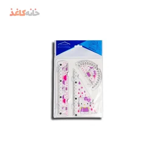 ست 3 تیکه خط کش گونیا نقاله فانتزی طرح کیتی