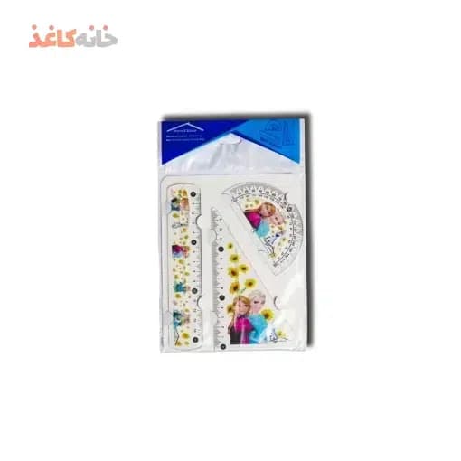 ست 3 تیکه خط کش گونیا نقاله فانتزی طرح السا و انا