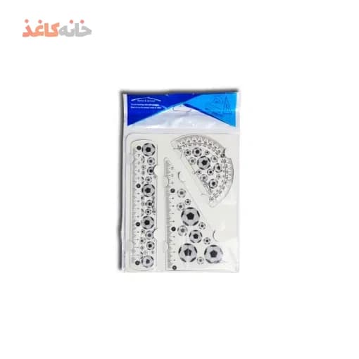 ست 3 تیکه خط کش گونیا نقاله فانتزی طرح فوتبالی