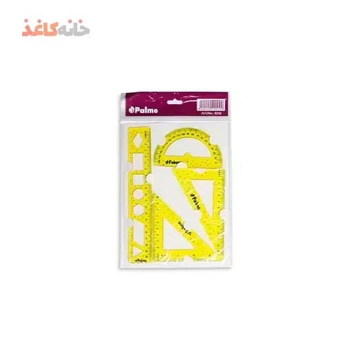 ست 4 تیکه خط کش گونیا نقاله زرد پالمو