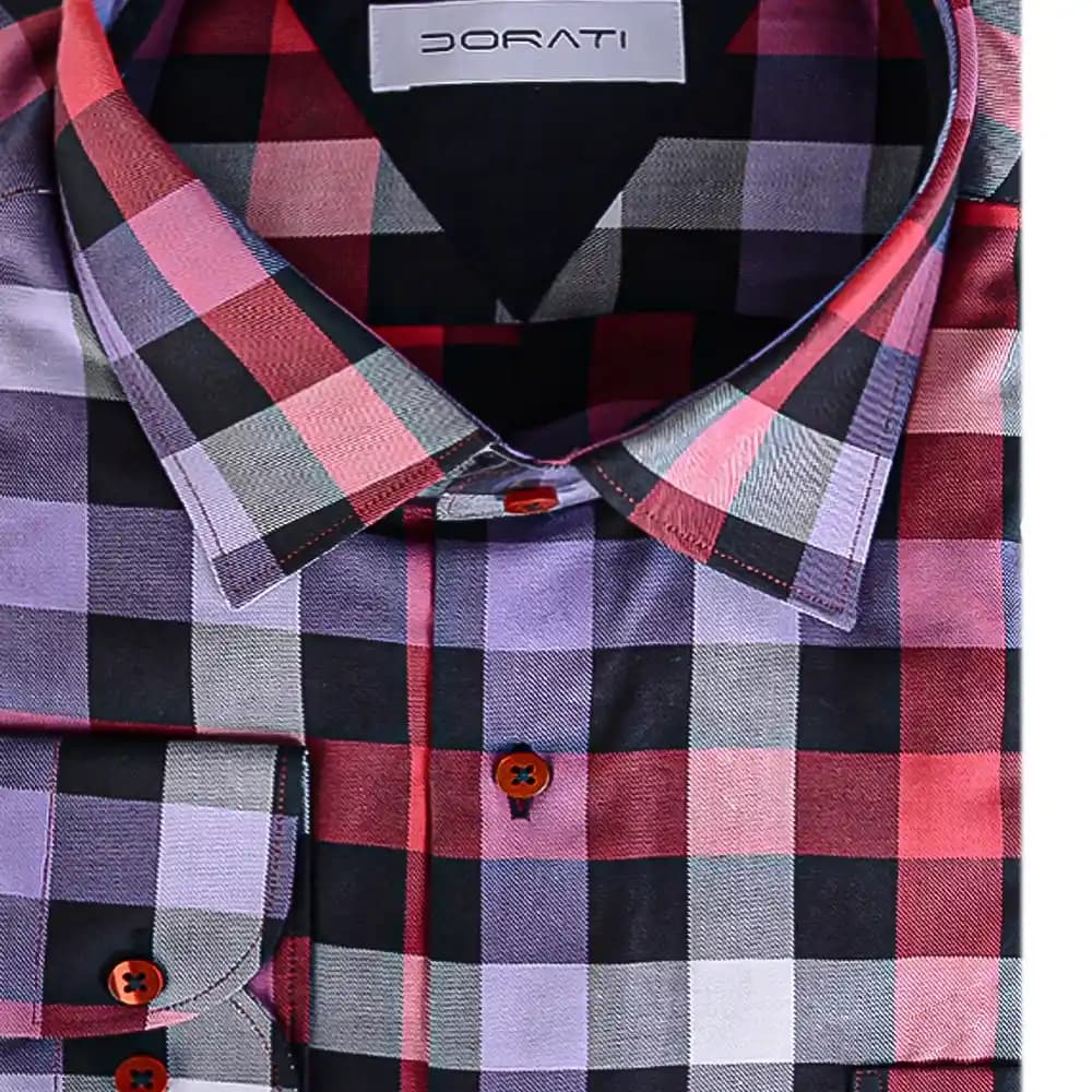 پیراهن مردانه رسمی چهارخونه مشکی – سایز XXL — تصویر ۲