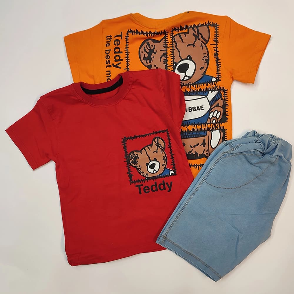 تیشرت شلوارک جین پسرانه دخترانه Teddy frame