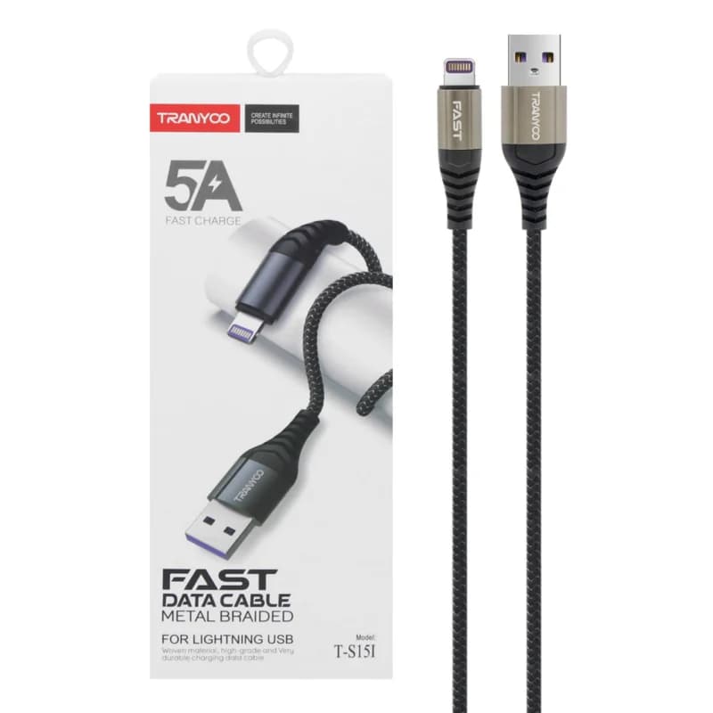 کابل شارژ فست آیفون TRANYOO مدل T-S15I – مشکی
