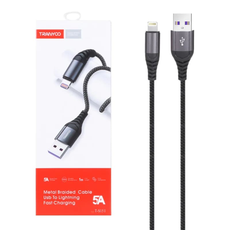 کابل شارژ فست آیفون TRANYOO مدل T-S15I – مشکی — تصویر ۲