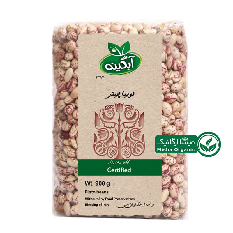 لوبیا چیتی ارگانیک آبگینه ۹۰۰ گرمی